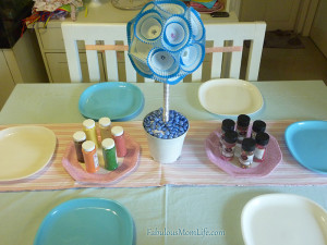 cupcake decorating party table