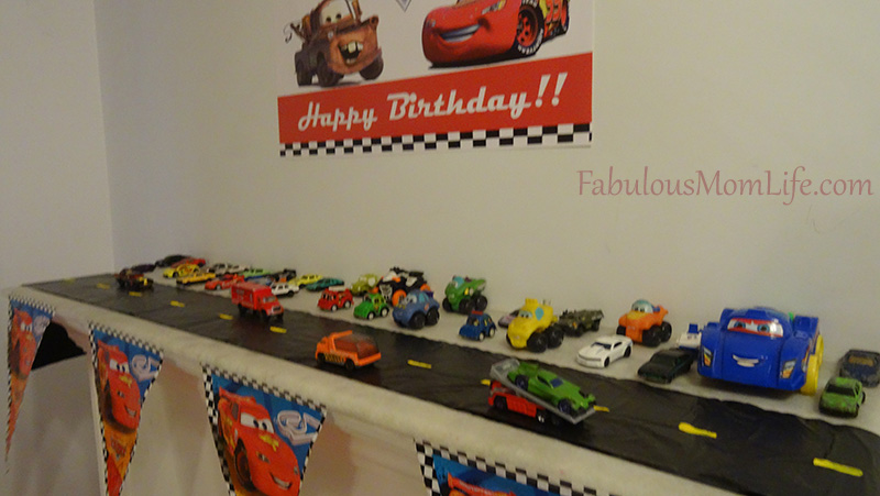 Cars Birthday Party Decoration - Close up of Mantel