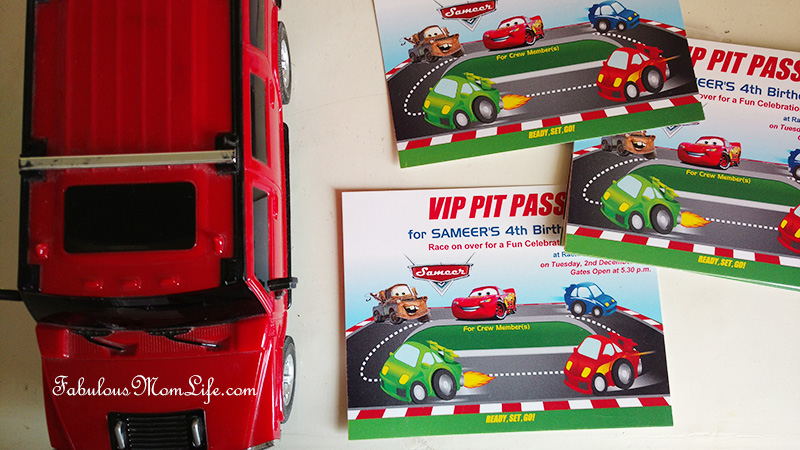 Cars theme party invitation