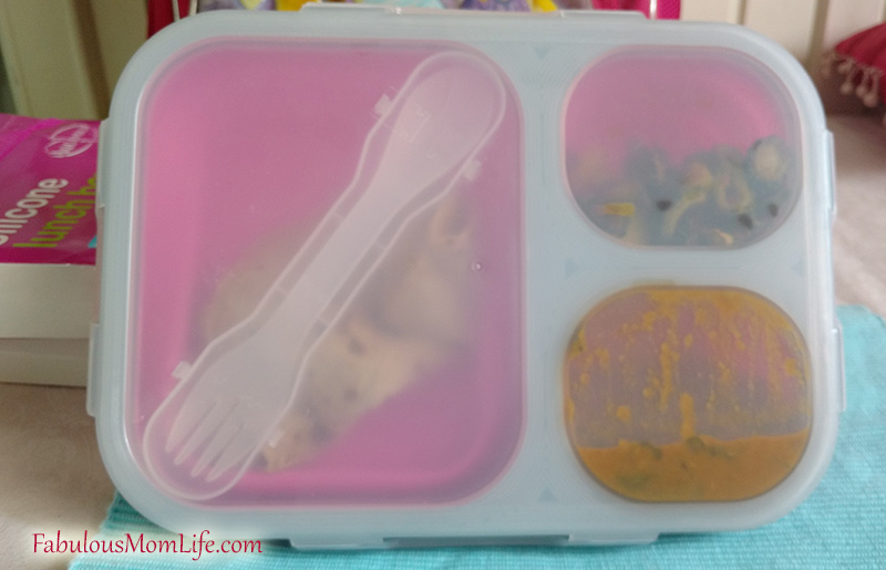 Collapsible silicon lunch box Indian food leak test