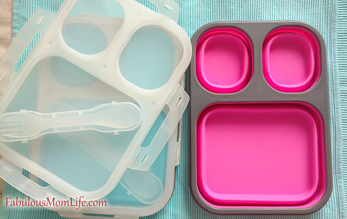 Collapsible silicon lunch box in Pink