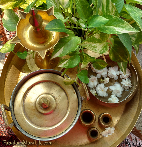 Traditional Indian style decor with vintage brass hand me downs