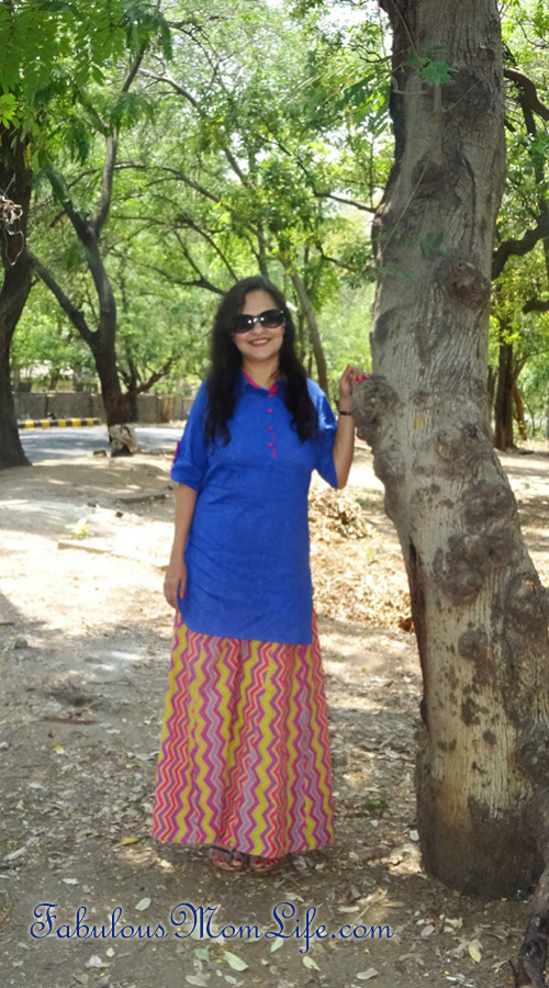 Blue Kurti by Anouk paired with Multicolor Palazzo Pants