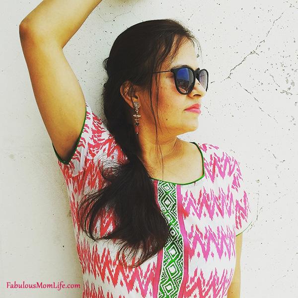 Ethnic Indian Outfit for Summer - Lovely Pink and Green Kurti by Anouk