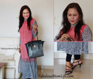 Coral Black Leopard Print Kurti Outfit - Indian Fashion