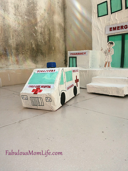 DIY cardboard box ambulance