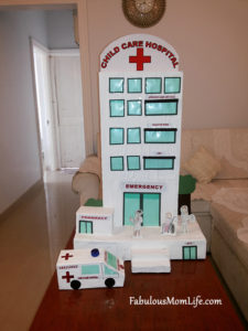 DIY cardboard box hospital model