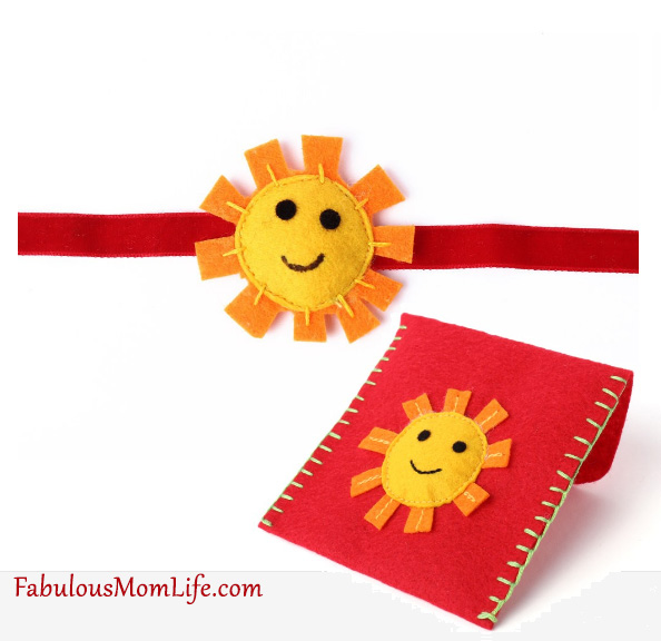 Sunshine felt rakhi with matching envelope