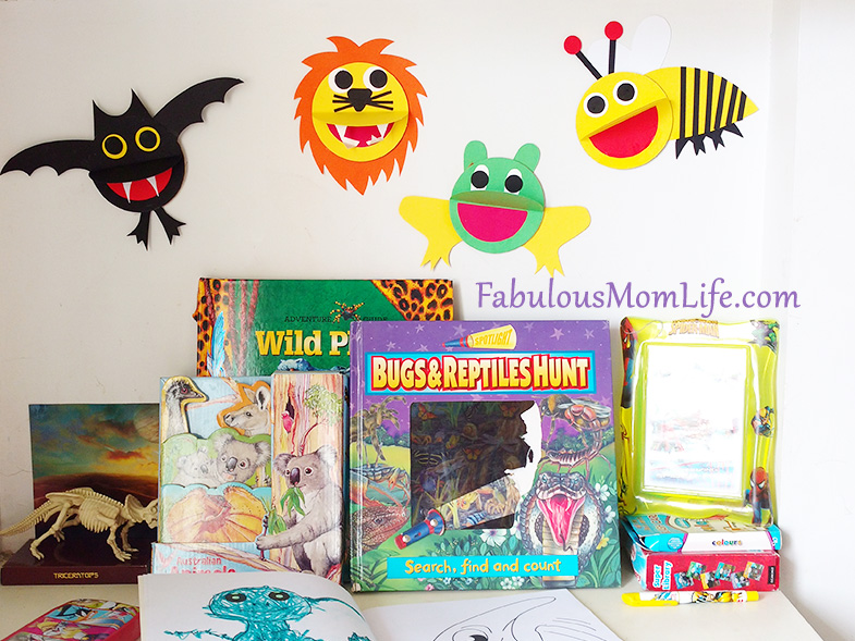 kids room decor study table with paper animals