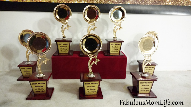 Amosfun Gold Oscar Award Trophies Reward Prizes for Kids Birthday Party Celebrations Ceremony Sport Awards Party Stocking Fillers 4pcs 
