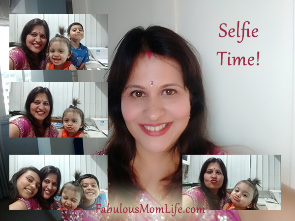 karwa chauth selfie with kids