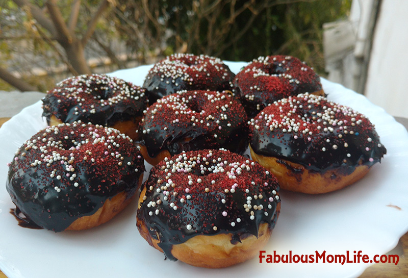 Donuts with chocolate and sprinkles