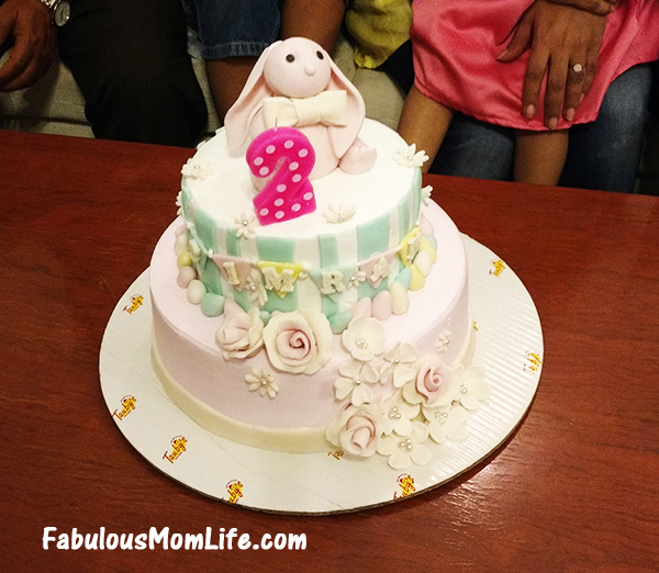 2nd birthday party pastel 2 tier bunny cake
