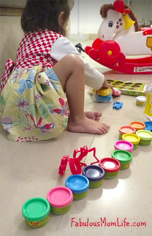 toddler playtime with playdoh