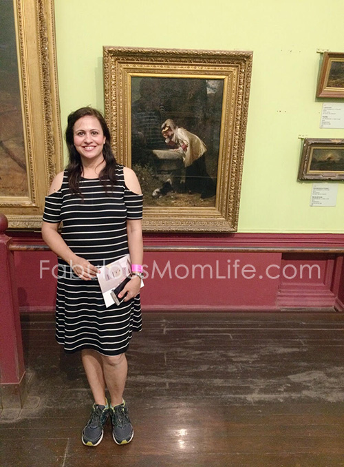 Black and White Striped dress with shoes outfit - Mumbai Museum