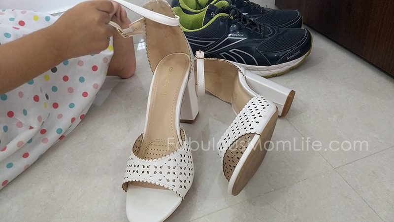 White Block Heels and Reebok Running Shoes from Myntra
