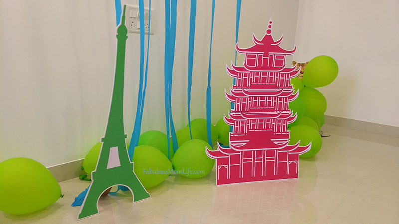 Around the World Party Decor - Japanese Pagoda and Eiffel Tower