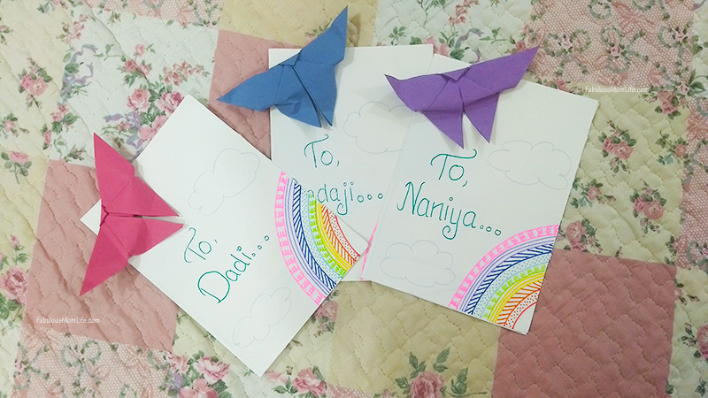 Handmade Origami Butterfly and Flower Cards for Grandparents Day
