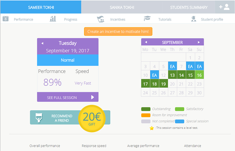 smartick tutor interface