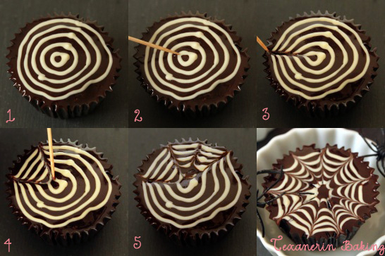 How to make Spider Web Halloween Cupcakes