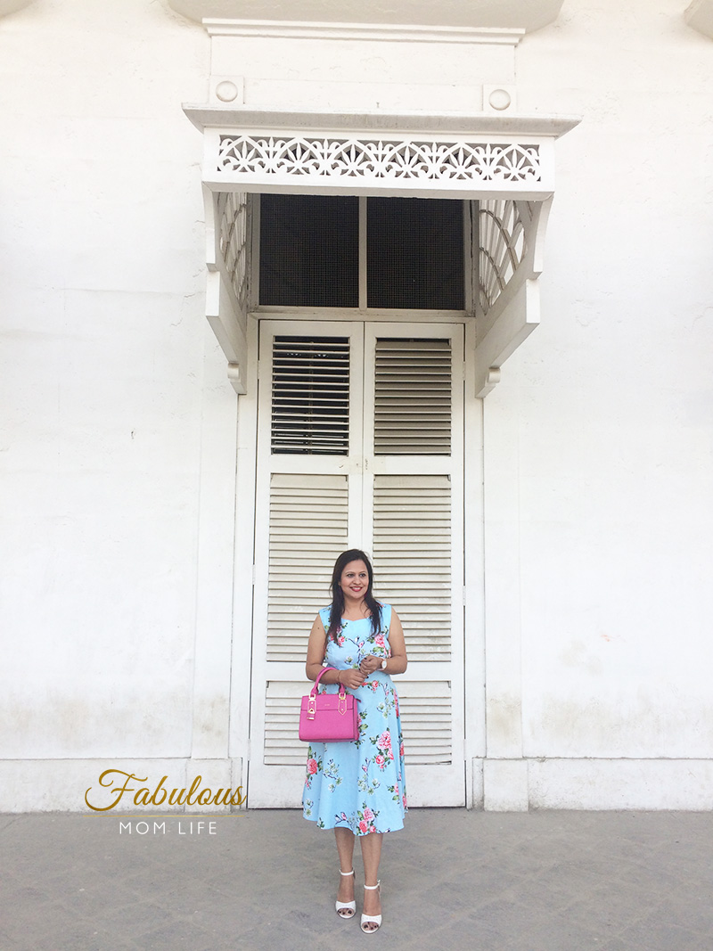 Blue and Pink Floral Dress Outfit