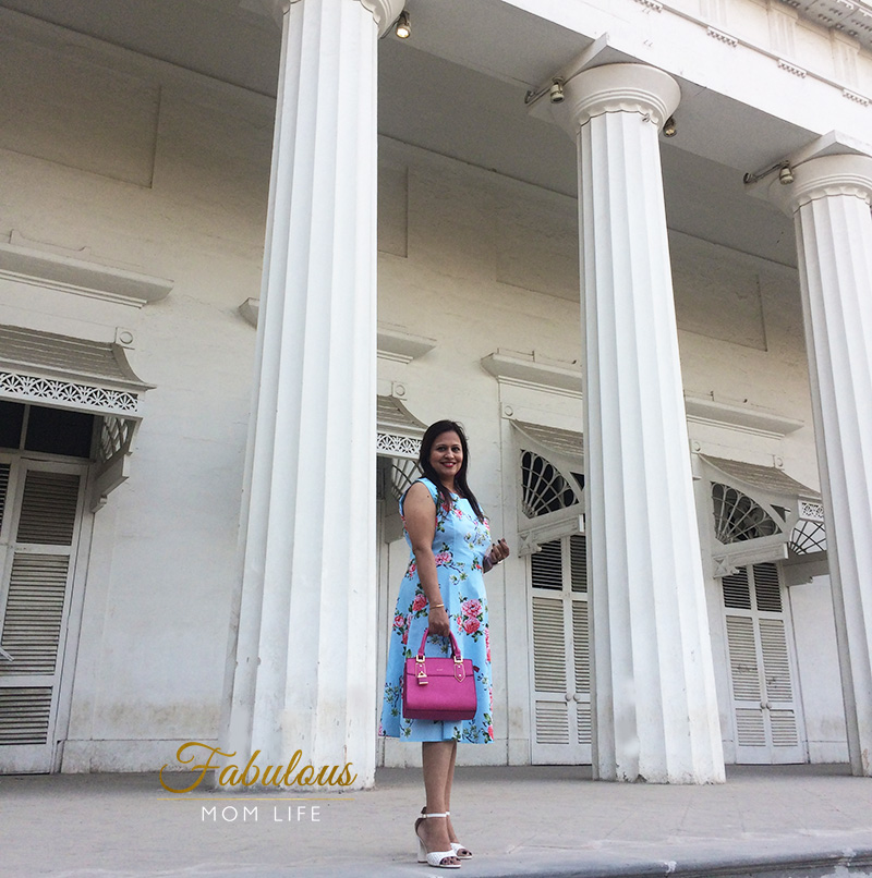 Blue and Pink Floral Dress Outfit