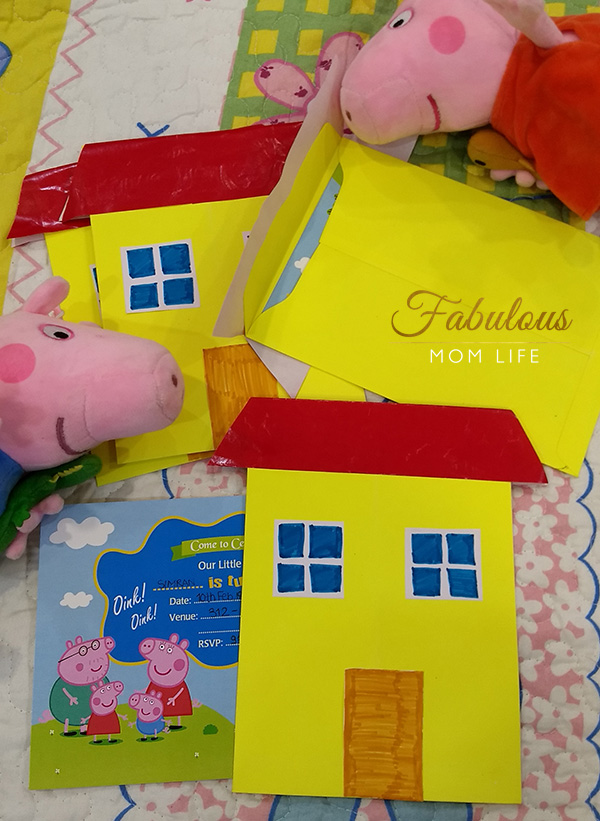 diy peppa pig house invitations