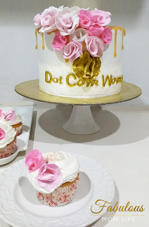 Pink and Gold Roses Cake to Celebrate 15 Years of DotComWomen.com
