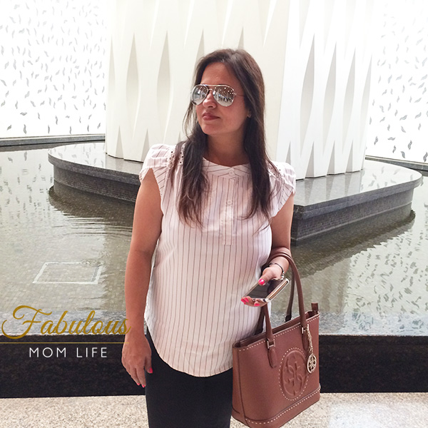 Semi Formal Airport Look with Pinstriped Blouse