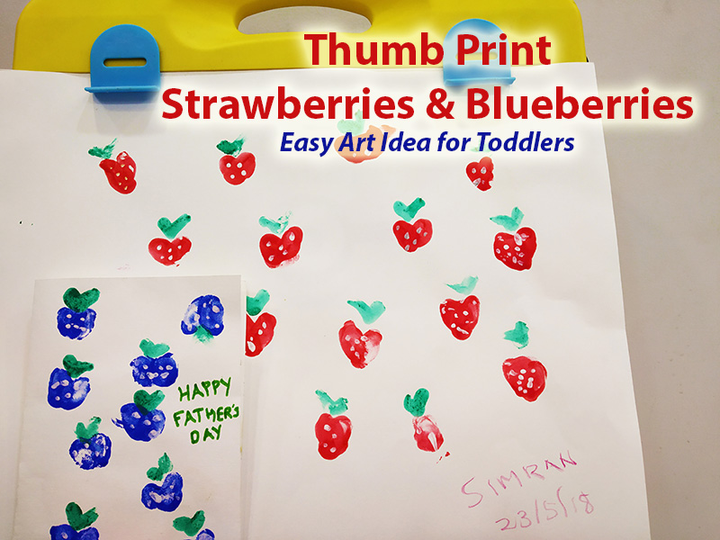 Thumb Print Strawberries and Blueberries - Easy Craft Idea for Toddlers