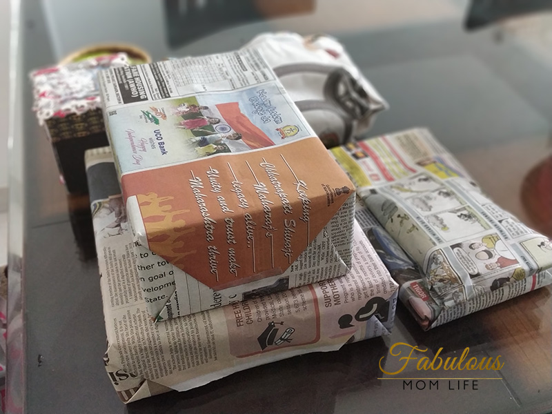 eco friendly newspaper gift wrap