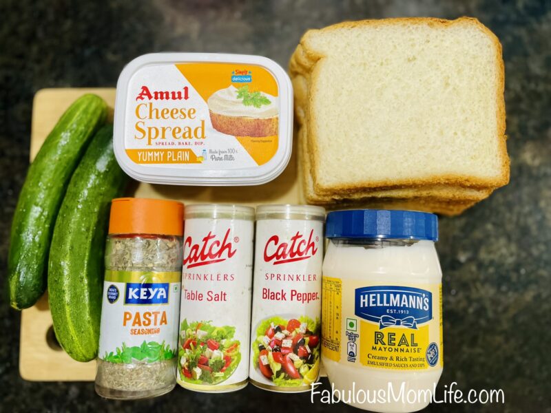 Ingredients for Cucumber Sandwiches - Indian brands