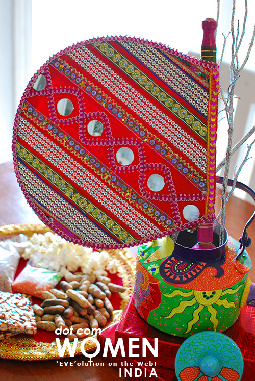 Lohri Centerpiece Decoration with a Hand-painted kettle and traditional Punjabi Pakhi (hand fan)