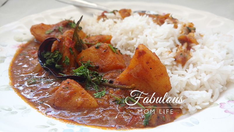 Tamil Style Spicy Potato Curry with Rice
