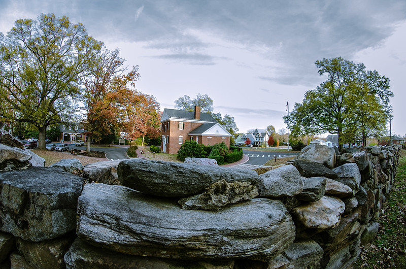 Sunken Road with Fredericksburg Battlefield Visitors Center