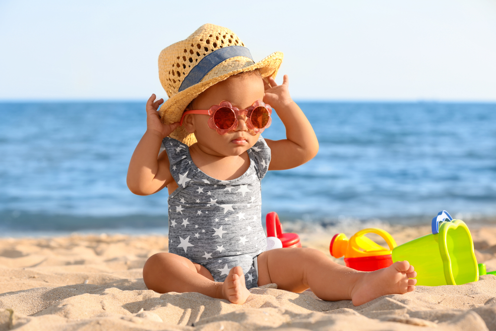 Beach Day or Lake Day Spring Summer baby photoshoot idea