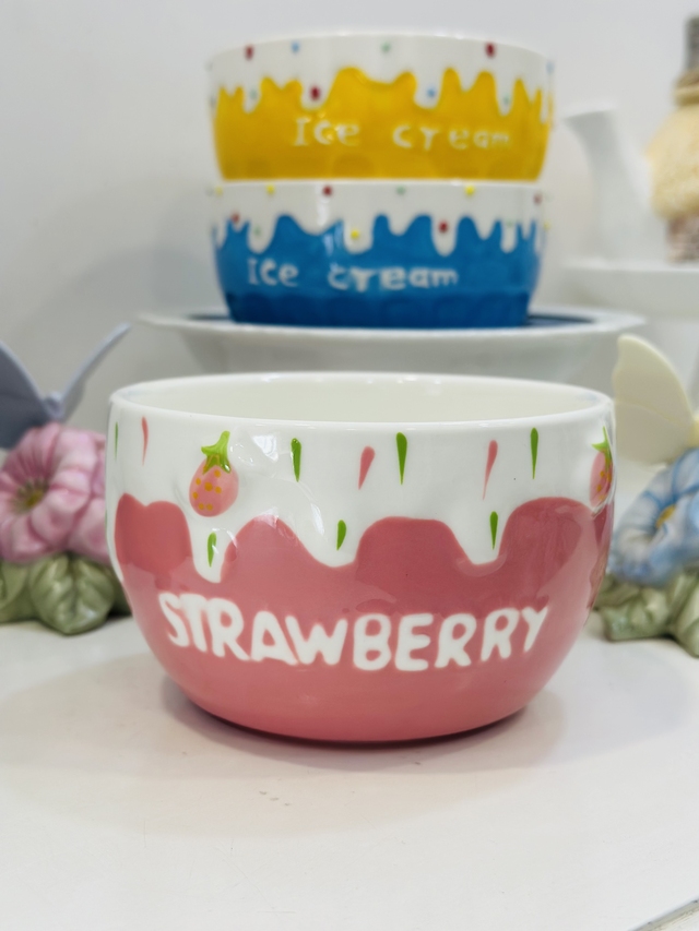 Nestasia Pink Strawberry Ice Cream Bowls