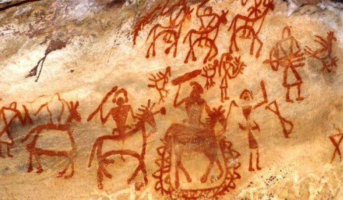 Bhimbetka Petroglyphs (100,000-10,000 years old); are oldest known prehistoric art
