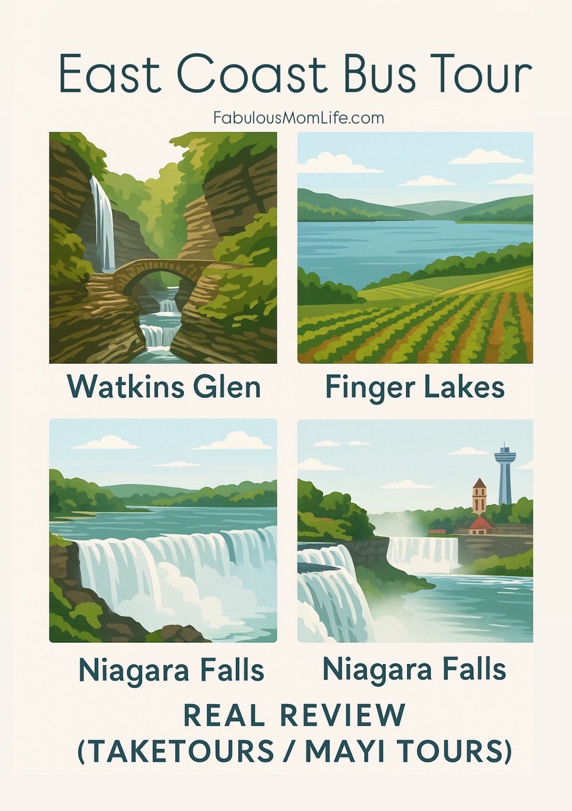 East Coast Bus Tour Day 2: Watkins Glen, Finger Lakes & Niagara Falls – Real Review (TakeTours / Mayi Tours)
