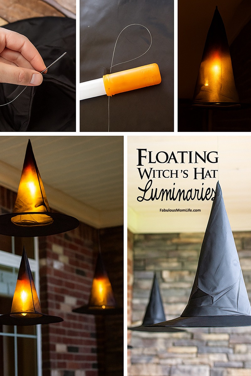 Step by Step Halloween Decor - DIY Floating Witch Hat Luminaries