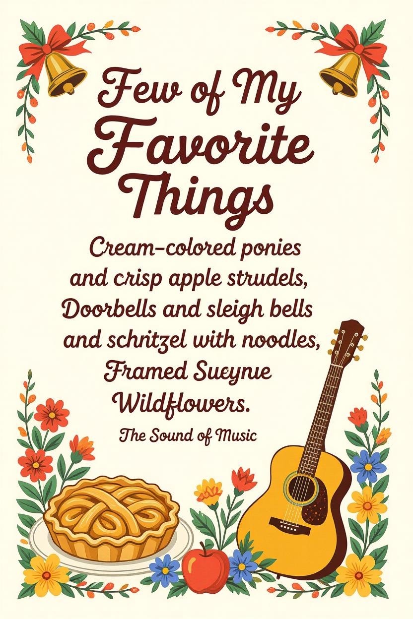 The Sound of Music "Few of My Favorite Things" Food Verses Poster