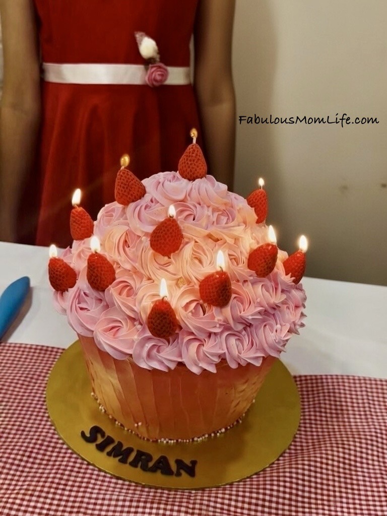 Giant Cupcake Cake for Cupcake Themed Birthday Party - Strawberry Flavored
