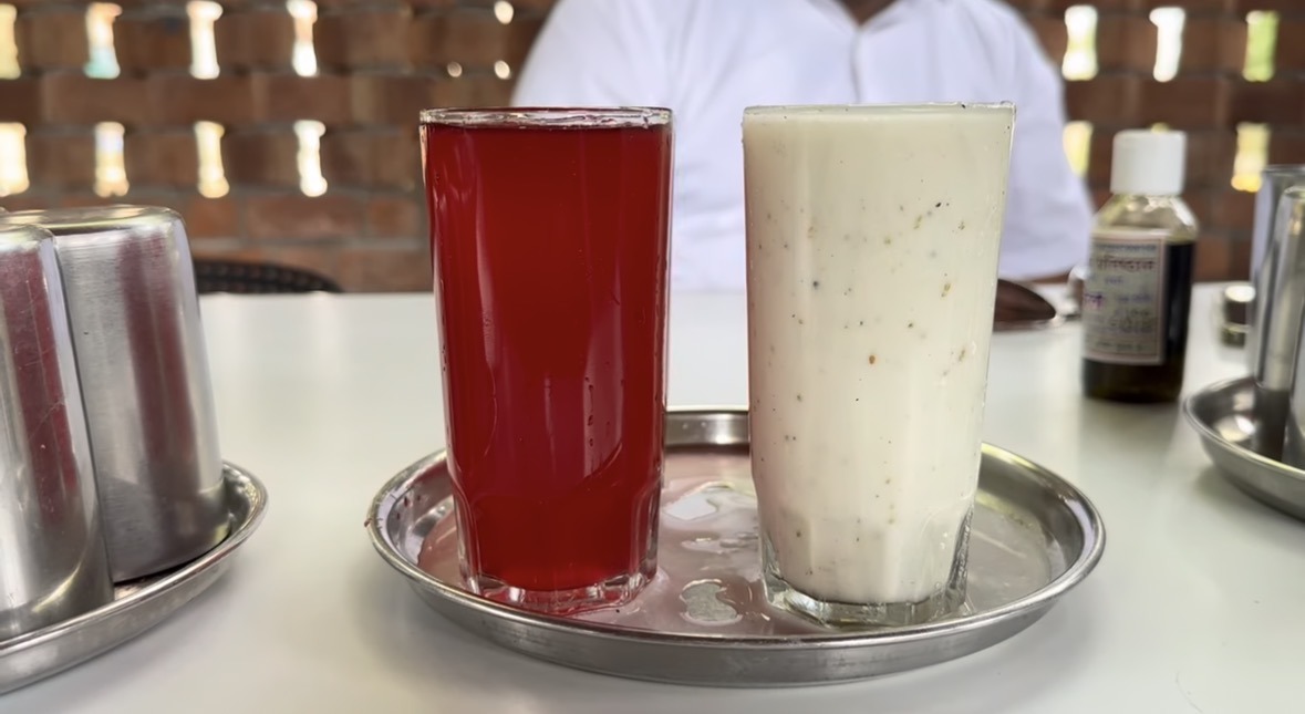Ambadi (Roselle) sharbat and Chhaas