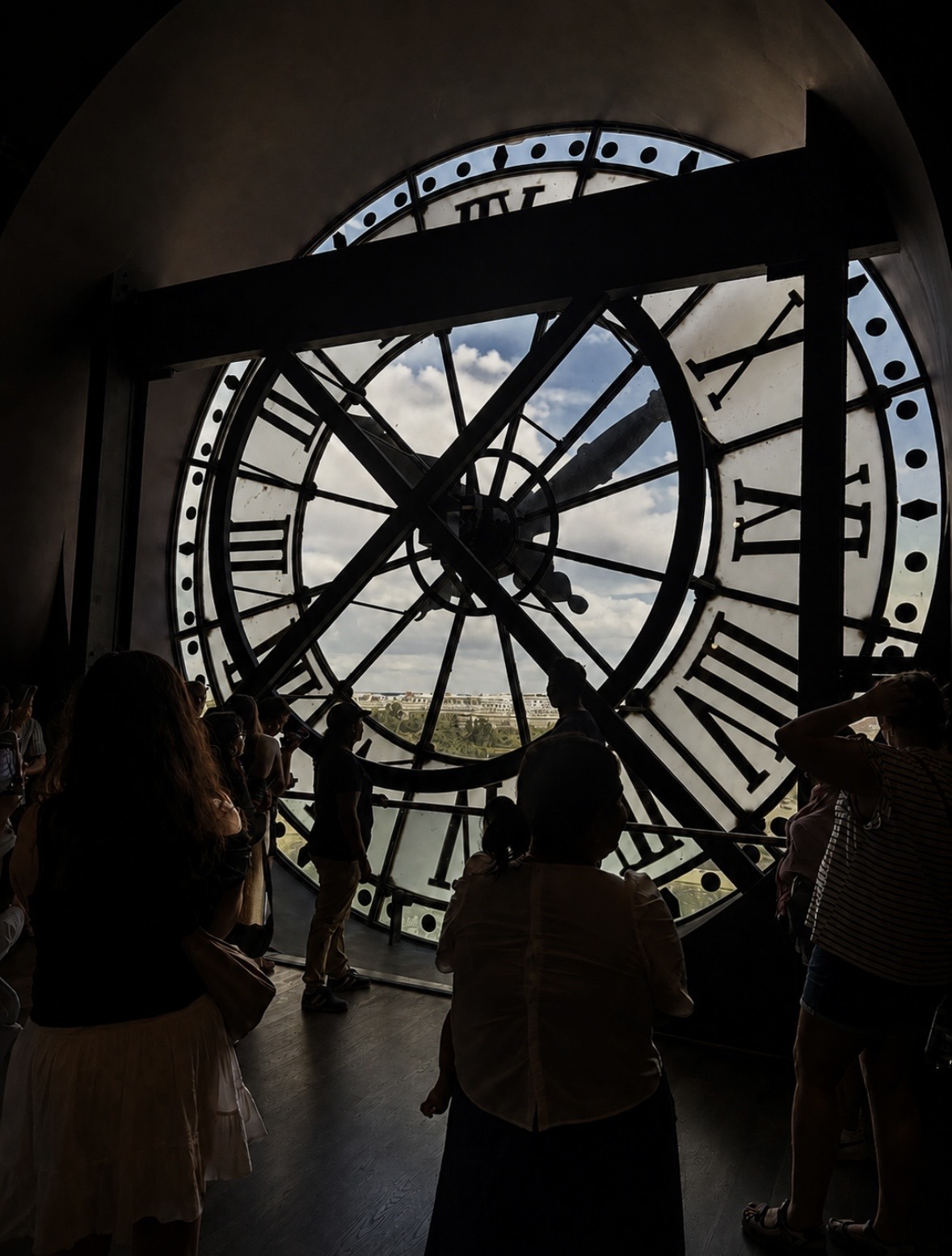 Standing behind the Musee d’Orsay clock