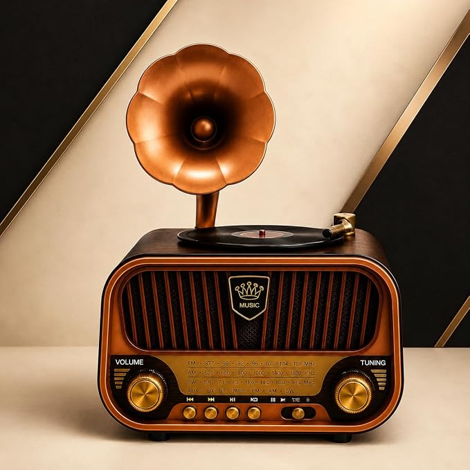 Vintage Style FM Radio with Bluetooth Speaker