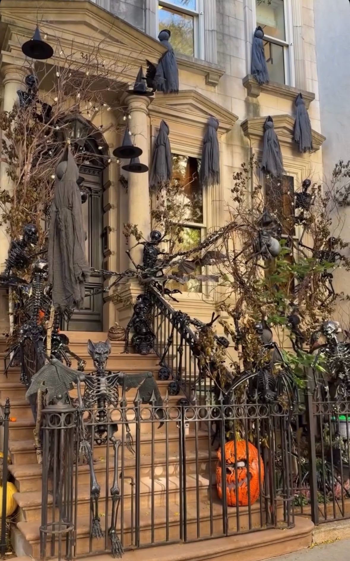 Gothic staircase and hanging figures