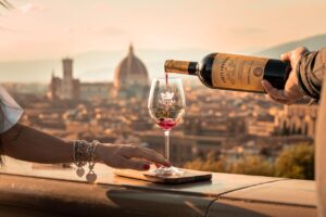 Wine celebrations in Florence in Tuscany, Italy