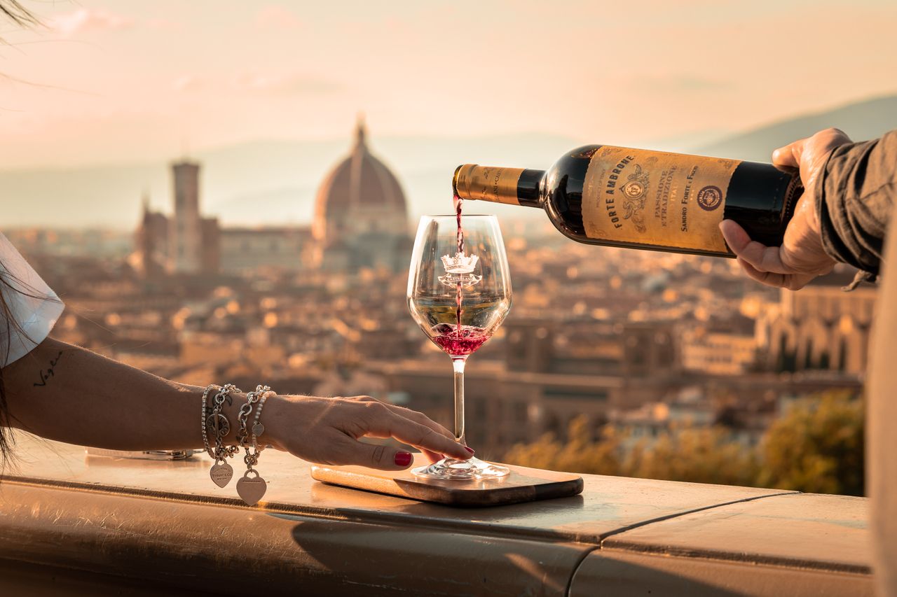Wine celebrations in Florence in Tuscany, Italy